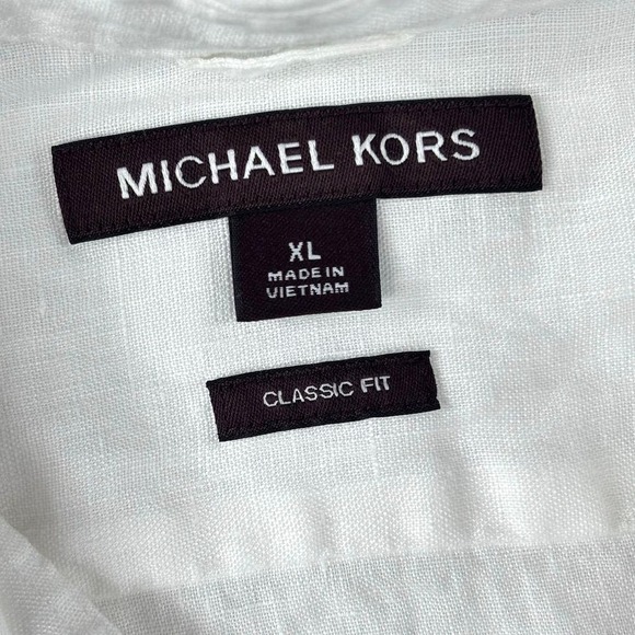 Michael Kors White Linen Shirt Womens XL Classic Fit Button Up Long Sleeve - Picture 4 of 11
